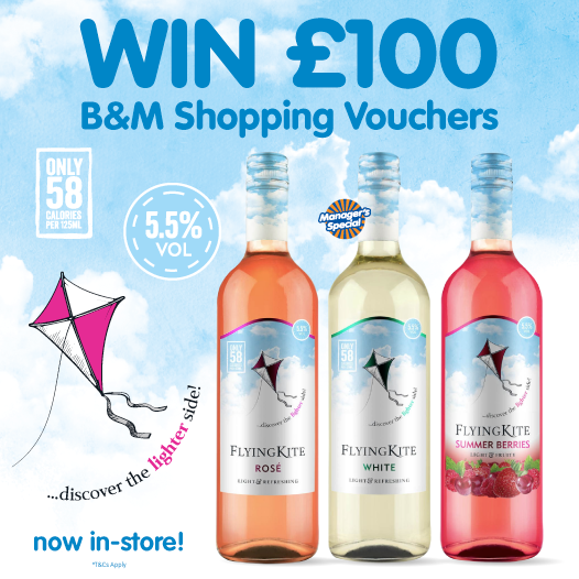 bmstores's tweet photo. 🍷 #COMPETITION TIME 🍷

We've teamed with #FlyingKite to giveaway £100 worth of B&amp;M vouchers to ONE lucky winner!

For a chance to #WIN, simply FLW/RT &amp; COMMENT #FlyingKite!

Comp ends 9am 25/1/21

🔞. Please drink responsibly. Visit https://t.co/RhDA0MT0jO for info! https://t.co/891PzPZq1S