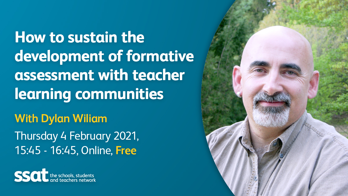 ssat's tweet photo. Book your place and join @dylanwiliam for his live seminar on Thursday 4 February
https://t.co/uVLgjk8w36
#TLCs #SSATEFA #formativeassessment #edutwitter https://t.co/XMfreEBNs8