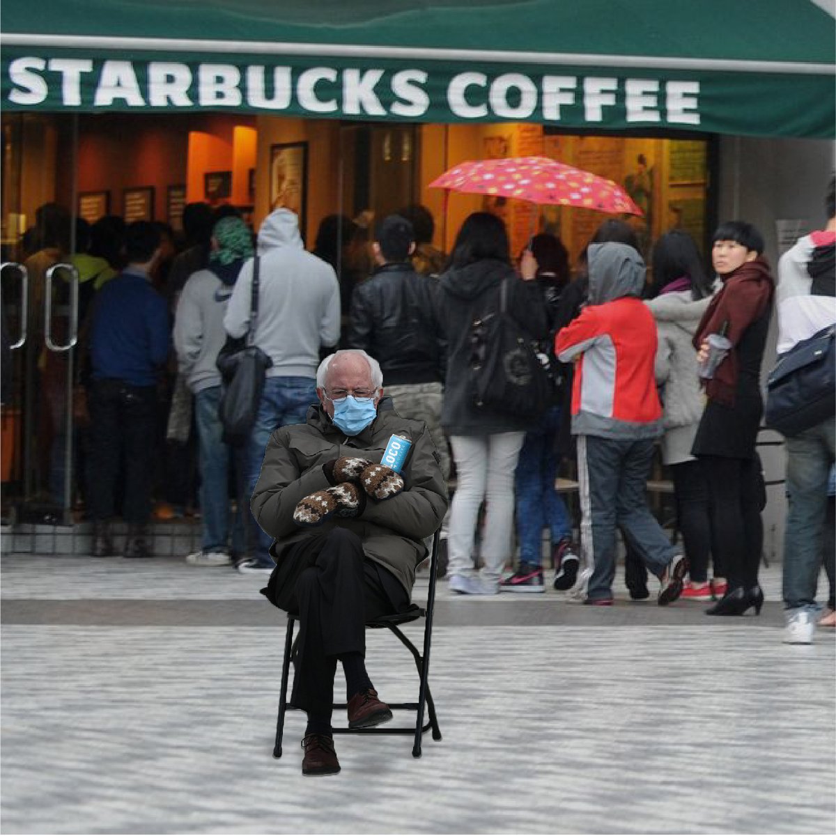 Watching people wait in line for coffee like...