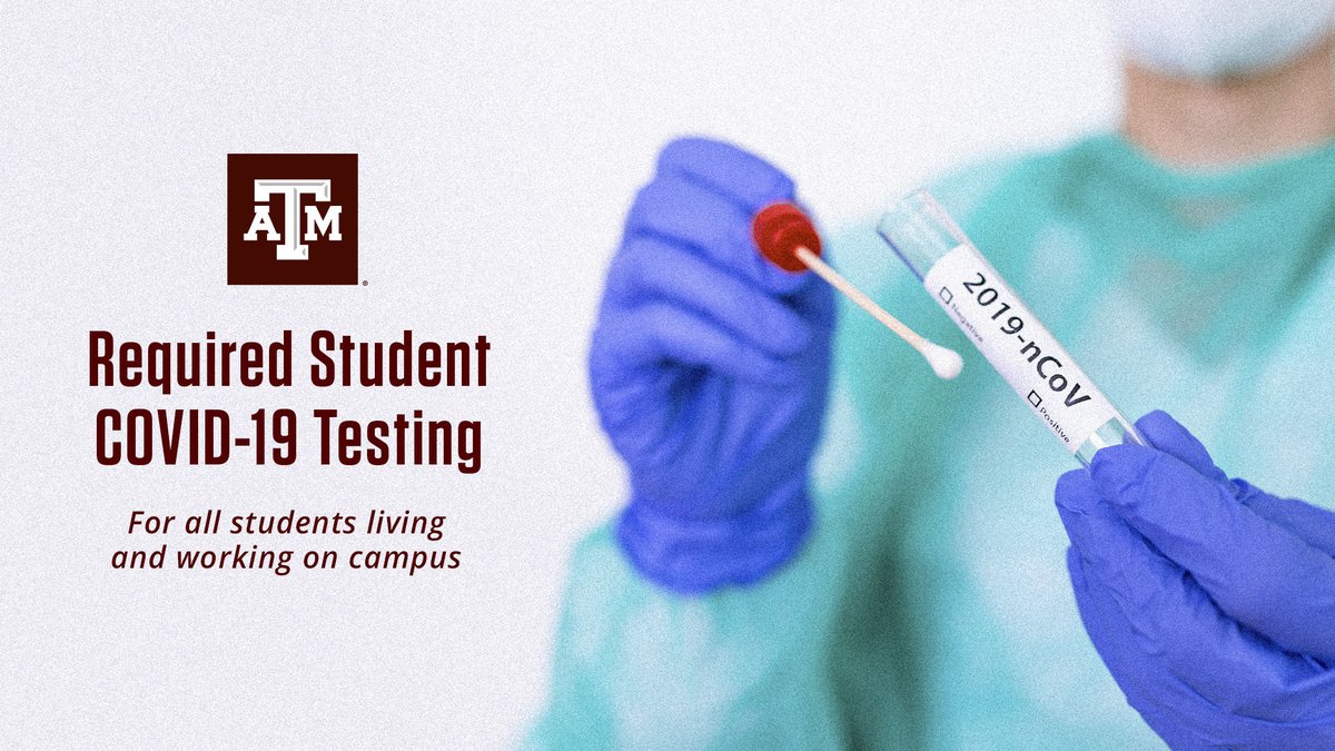 Today is the deadline for students living and working on campus to get their COVID-19 test!

1. Register. 📲
2. Complete your personal COVID-19 Health Survey. ✅
3. Go get tested. 👍

More information on the three-step process and testing on campus: tx.ag/Jan22Deadline