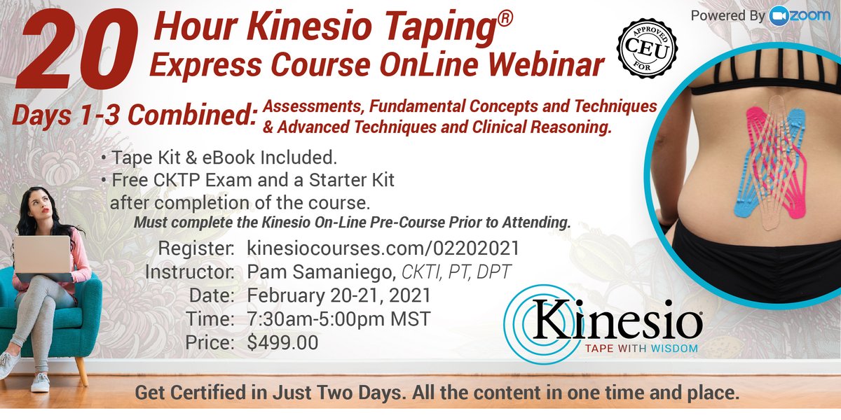 Gain the best knowledge from our instructors, receive your 1st year of membership for free!!
Group Discounts Available!
Register: kinesiocourses.com/02202021
#advancetaping  #painrelieft  #online  #CEU's  #tapewithwisdom