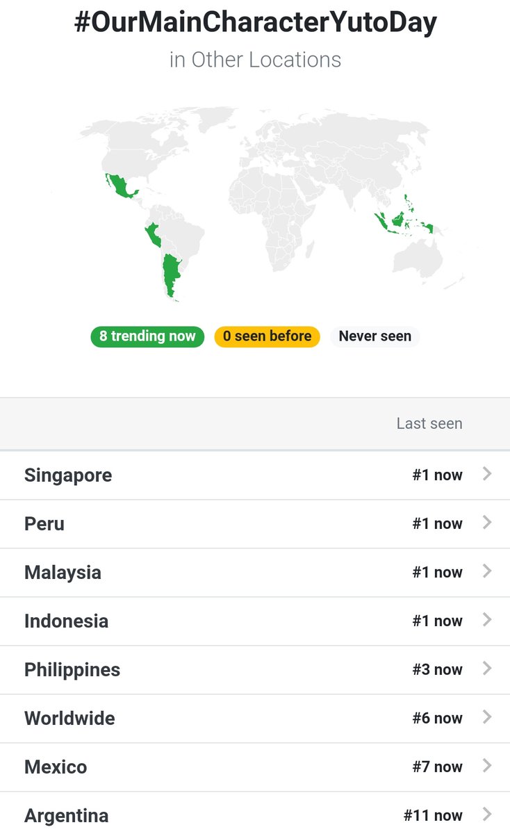 ptg_stats's tweet photo. 🔲TRENDING NOW🔲
#OurMainCharacterYutoDay
🔺#1 INDONESIA
🔺#1 MALAYSIA
🔺#1 PERU
🔺#1 SINGAPORE
🔺#6 WORLDWIDE 🎊
#오늘의_생일은_유토다
@CUBE_PTG #펜타곤 https://t.co/A20r50LXoT