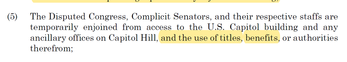 Also, the ex parte temporary suspension of Congress is going to be a suspension without pay and they can't use their titles either because the titles have something serious to do with the alleged harm I'm sure and what LARP is this and who is in charge?