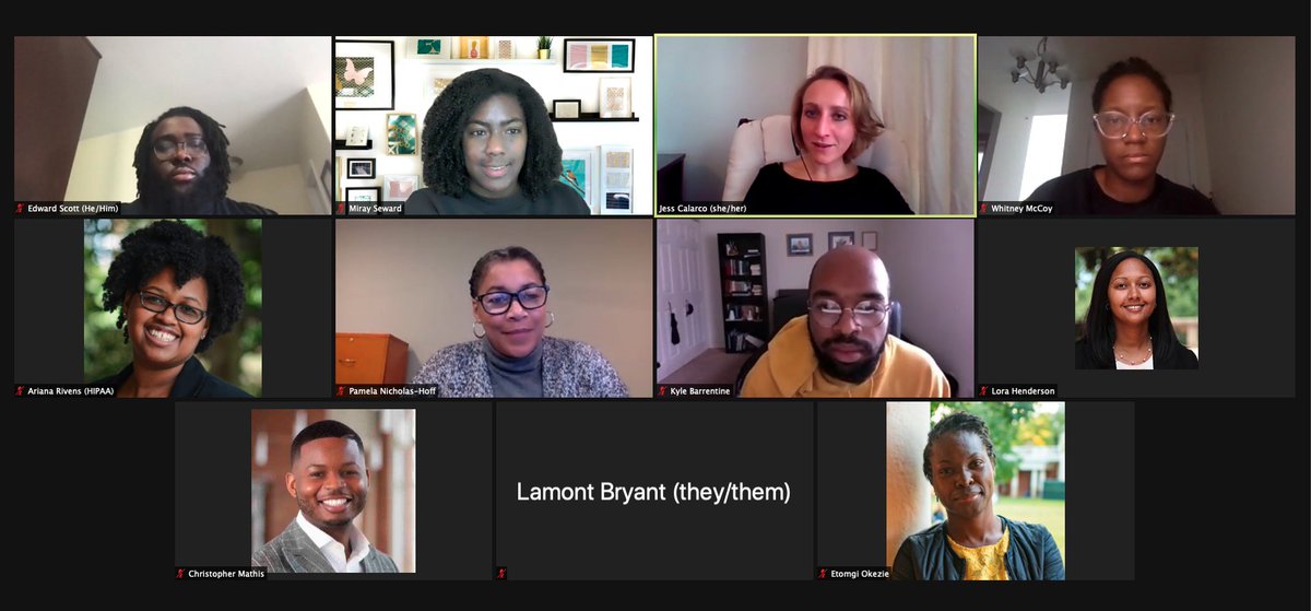 MiraySeward's tweet image. Thank you @JessicaCalarco for joining our Black Scholars Writing Group this month to talk about "Uncovering the Hidden Curriculum"! This was such an important and energizing conversation to have to kick off the spring semester. #UVABSWG #HiddenCurriculum #BlkInGradSchool #PhDChat