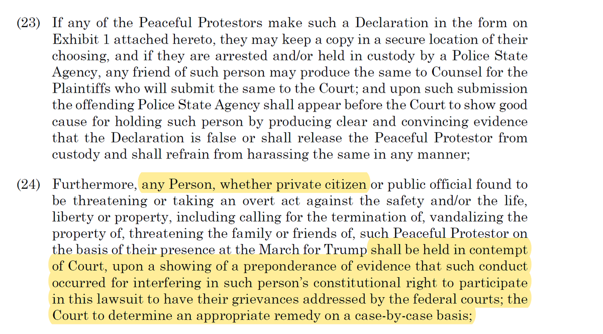 They want to make it contempt of court to attempt to cancel them or their friends - and not just them, but ANY self-declared "peaceful protestor" because what's the First Amendment really about?