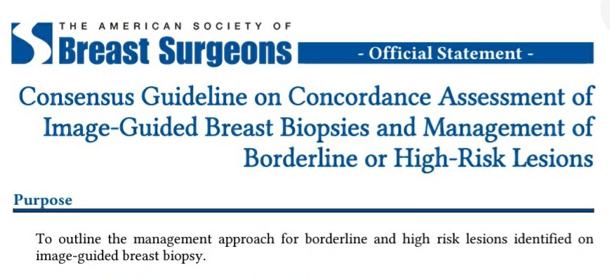 More topics for ABSITE preparation. Here is the consensus guideline for the surgical management of high risk breast lesions. #breastsurgery  #ABSITE https://bit.ly/3sGgnEB&nbsp;