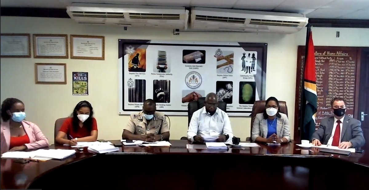 CARICOMorg's tweet photo. CARICOM Security Ministers were on Friday attending the Twenty-Second Meeting of the Council for National Security and Law Enforcement (CONSLE).
The Meeting is being held under the Chairmanship of Guyana’s Minister of Home Affairs Hon Robeson Benn.
#CARICOM #CONSLE #SECURITY https://t.co/Rcnhz0eUyr