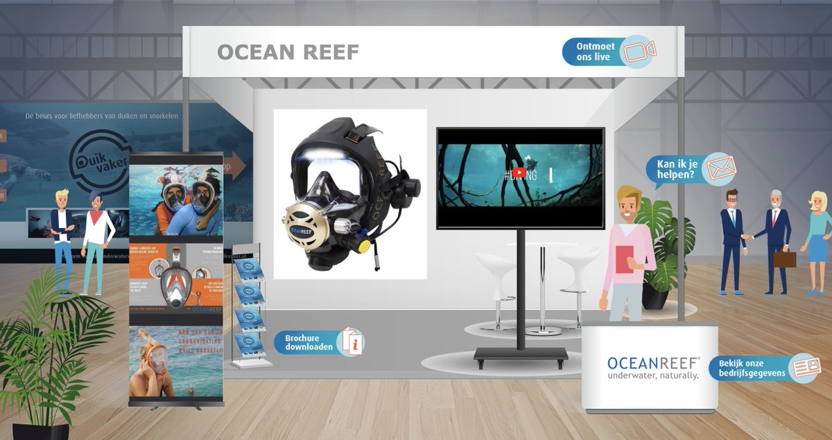 Wil je meer weten over duiken met een volgelaatsmasker? Of ben je benieuwd naar alle innovaties op het gebied van de snorkelmaskers? bezoek dan de stand van Ocean Reef tijdens Duikvaker VirtualXpo. virtualxpo.nl