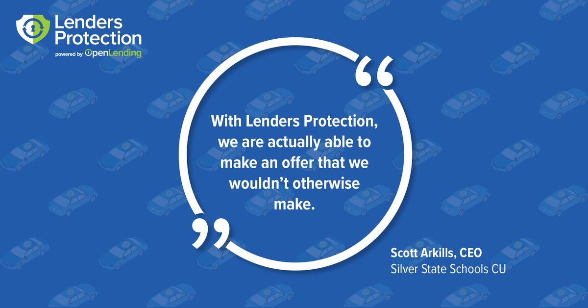 openlending's tweet photo. Watch the entire video to hear how Silver State Schools Credit Union utilizes Lenders Protection to say YES to more automotive loans: https://t.co/E2wgIucSSn
.
.
.
#openlending #silverstateschoolsCU #automotiveretail #autoloans #autoloan #lendpro #lendersprotection #yield #risk https://t.co/VqBzfD7oYt
