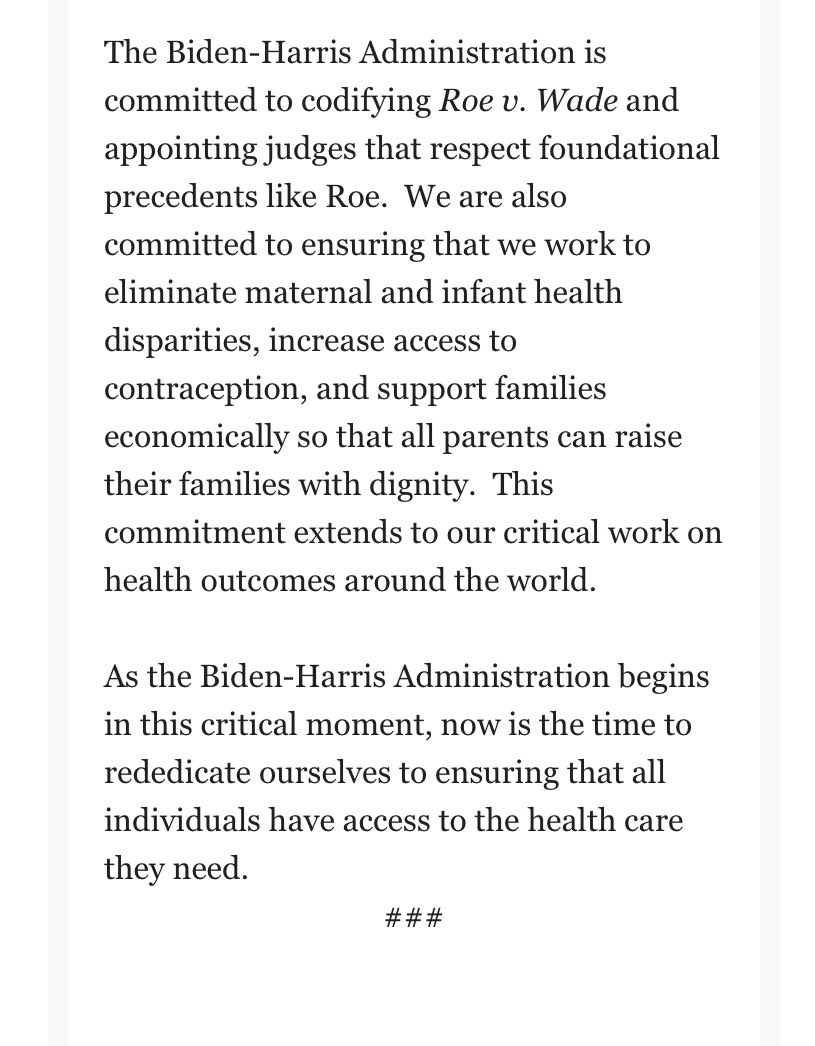 sarahmccammon's tweet photo. INBOX: @WhiteHouse statement on the anniversary of Roe v. Wade, which legalized abortion nationwide. Biden has promised to work to codify Roe in federal law. https://t.co/EB9rjz4fuo