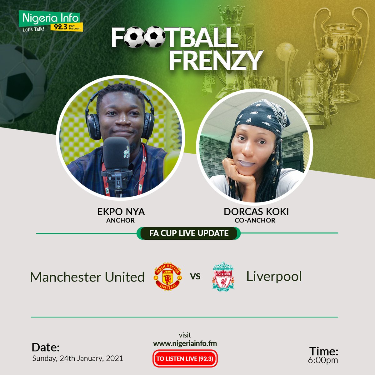 NigeriaInfoPH's tweet photo. Predict and Win!

Predict the correct score👇
Manchester United 🆚 Liverpool

RULES
- You have to be following @NigeriaInfoPH twitter handle. 

- Retweet this.

- One entry per person using #FootballFrenzyPH

- Listen to the #SportsGang.

Entry ends 6pm

#NigeriaInfoPH https://t.co/26rdTiOu8x