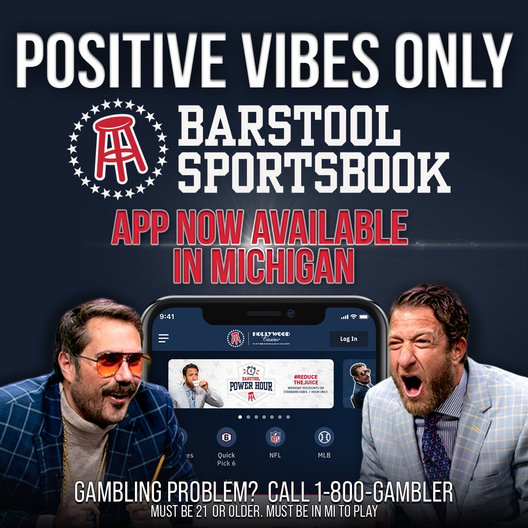 barstoolsports's tweet photo. WE ARE LIVE IN MICHIGAN @BSSportsbook. Go to https://t.co/1ZxAS0Law2 to download the app and once your deposit is wagered @PNGamingInc is making a 100% match donation to #barstoolfund to help support Michigan small businesses https://t.co/KIQPFWxVrY