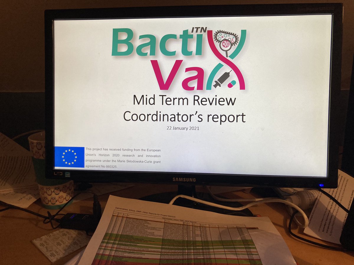 mcclean_siobhan's tweet photo. End of a long but productive day for our @BactiVax Mid term Review. Great presentations by all 15 Excellent #ESRs Agendas are extra-complicated across time zones 😬But a rewarding day with positive feedback. @ValvanoMiguel @HuebnerJohannes @AnguitaLab. @REA_research @MSCActions https://t.co/RVNNCxLdUO