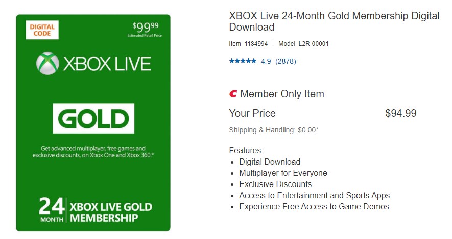 visie Montgomery krassen Wario64 on Twitter: "Xbox Live Gold 24-month code is $94.99 at Costco  https://t.co/51qulj9mx0 https://t.co/4gQ1sZcBa8" / Twitter