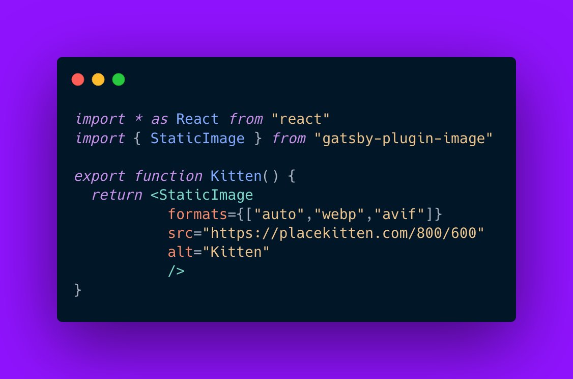 It also takes all of the plugin options, so you can get your sweet AVIF formats, choose the layout, crop etc.