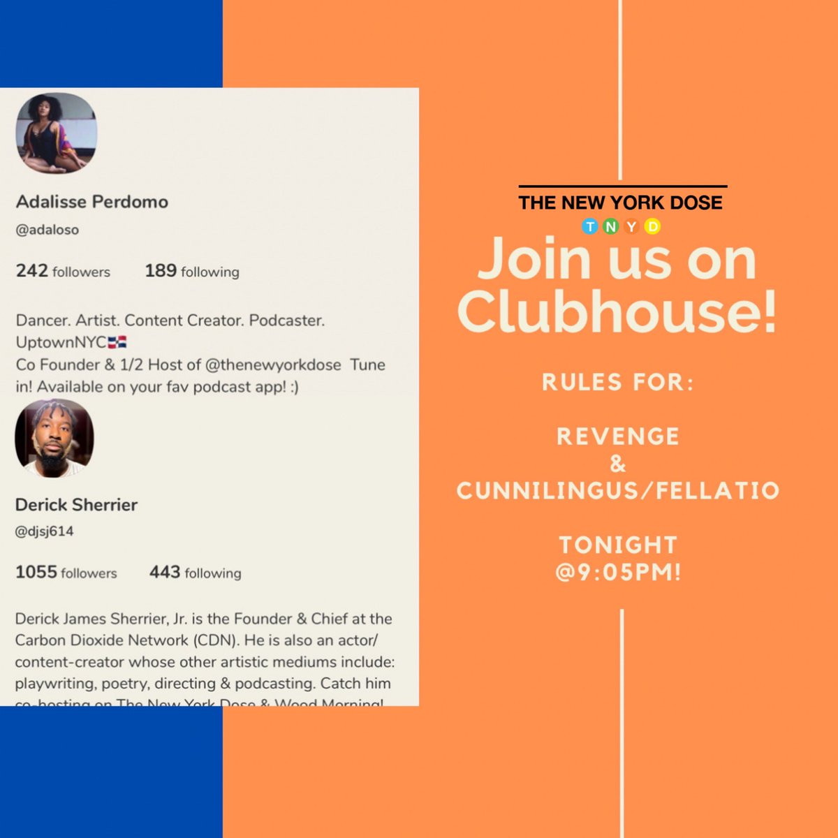 Meet us on #clubhouse at 9:05pm Tonight! It’s gunna be a spicy one! 🌶🔥😅 #tnyd #podcasts #rulesforlife