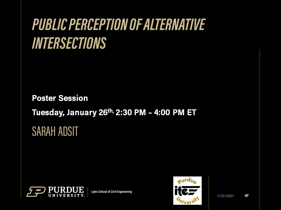 Purdue colleagues virtually presenting various Lecturn, workshops, and Poster Sessions at the 2021 TRB Annual Meeting. @NASEMTRB  @PurdueCE  @JTRP1937  @CCATPurdue  @ITEhq  @IndianaIte