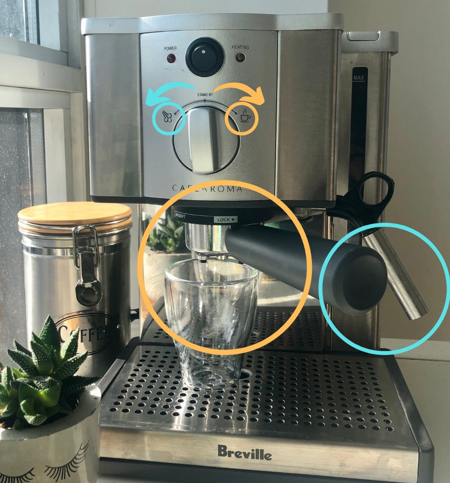 AleenaWalji's tweet photo. @ProfBouwmeester Another poor mapping example: My espresso machine. The brewing side is located on the left, and the steam wand on the right - but the switch controller on top does not match. I always turn the steam wand on when I just want coffee!! #bme1802 https://t.co/KOpN52YWnd