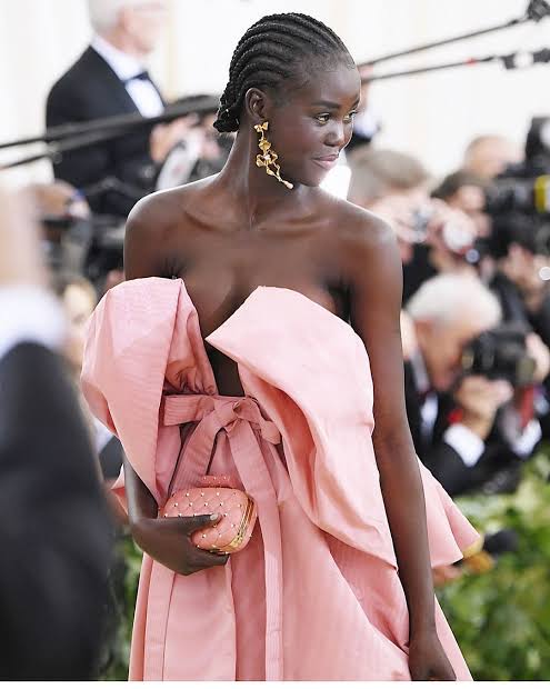 First let's talk abt how gorgeous they look on the beautiful model Adut Aketch on the red carpet. They looked to feminine on her with that pink blush colour.