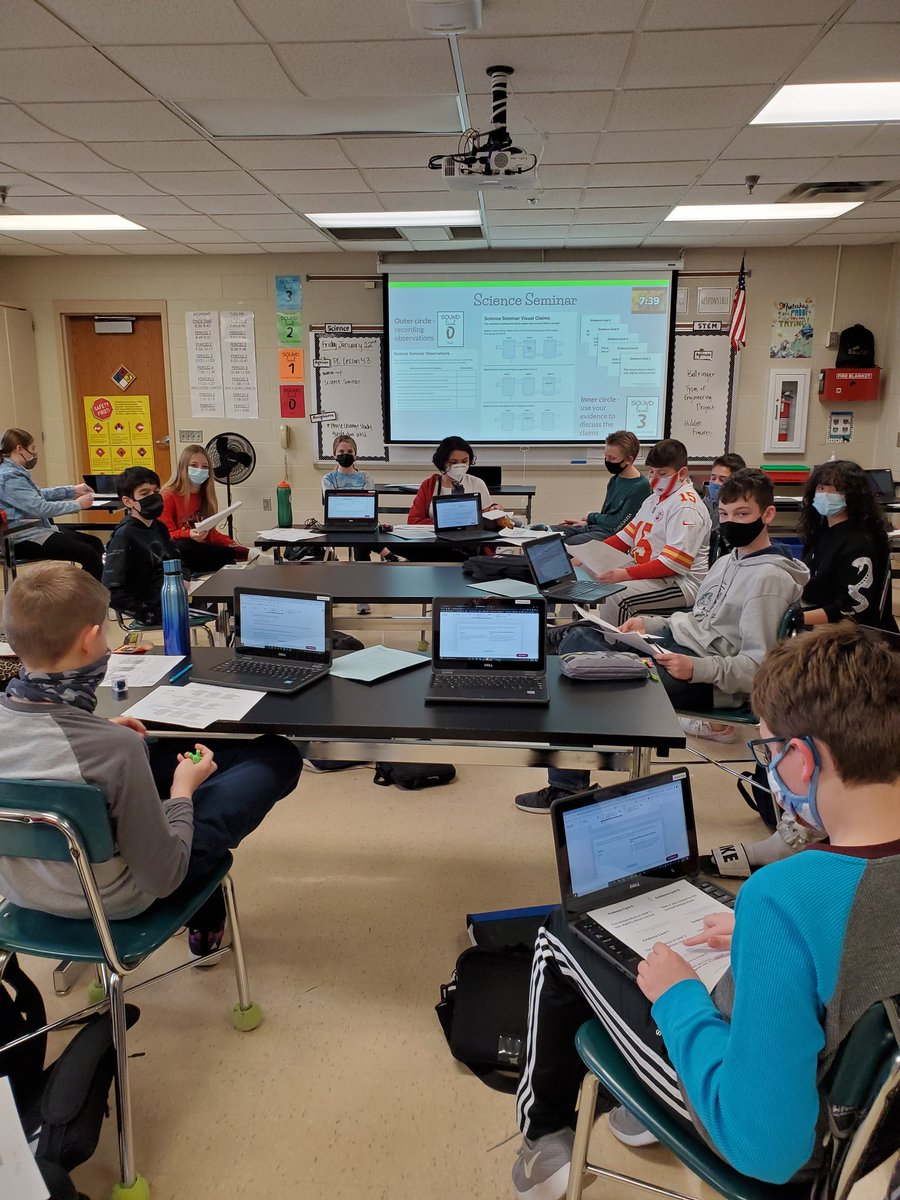 MsHenderson_RMS's tweet photo. 7th grade scientists using evidence to support and discuss their claims in our science seminar @mps_russell https://t.co/7UQm2Lu0ST