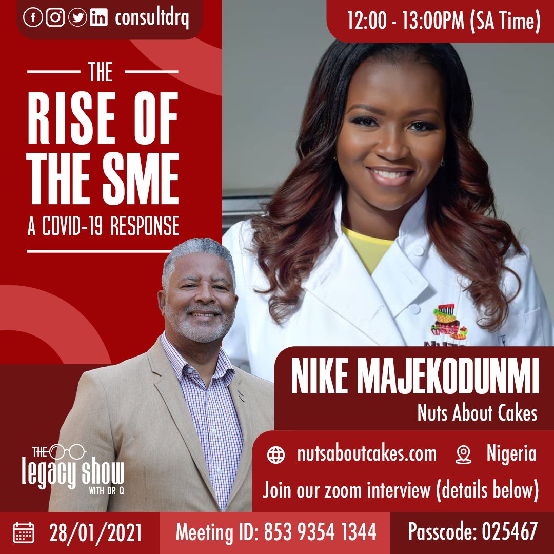 qwsimpson's tweet photo. Join us on zoom as we discuss the rise of the SME (a COVID-19 Response). We're going live on 28th of January, 12;00pm - 13:00pm on zoom. 

Meeting ID: 853 9354 1344
Passcode: 025467

#Zoom #ZoomInsight #ZoomLive #ZoomDiscussion #ZoomChat #DrQ #ConsultDrQ #Cakes #NutsAboutCakes https://t.co/hNMiris6OC