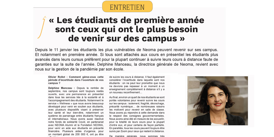 NEOMAbs's tweet photo. 📰 Dans la newsletter d'@O_Rollot, @Delphmanceau revient sur la situation actuelle de nos étudiants, particulièrement touchés par la crise sanitaire et économique, et sur les réponses apportées par @NEOMAbs 
#criseCovid #essentielduSup #headWay #ecoleDEcommerce https://t.co/ouiFe7QSip