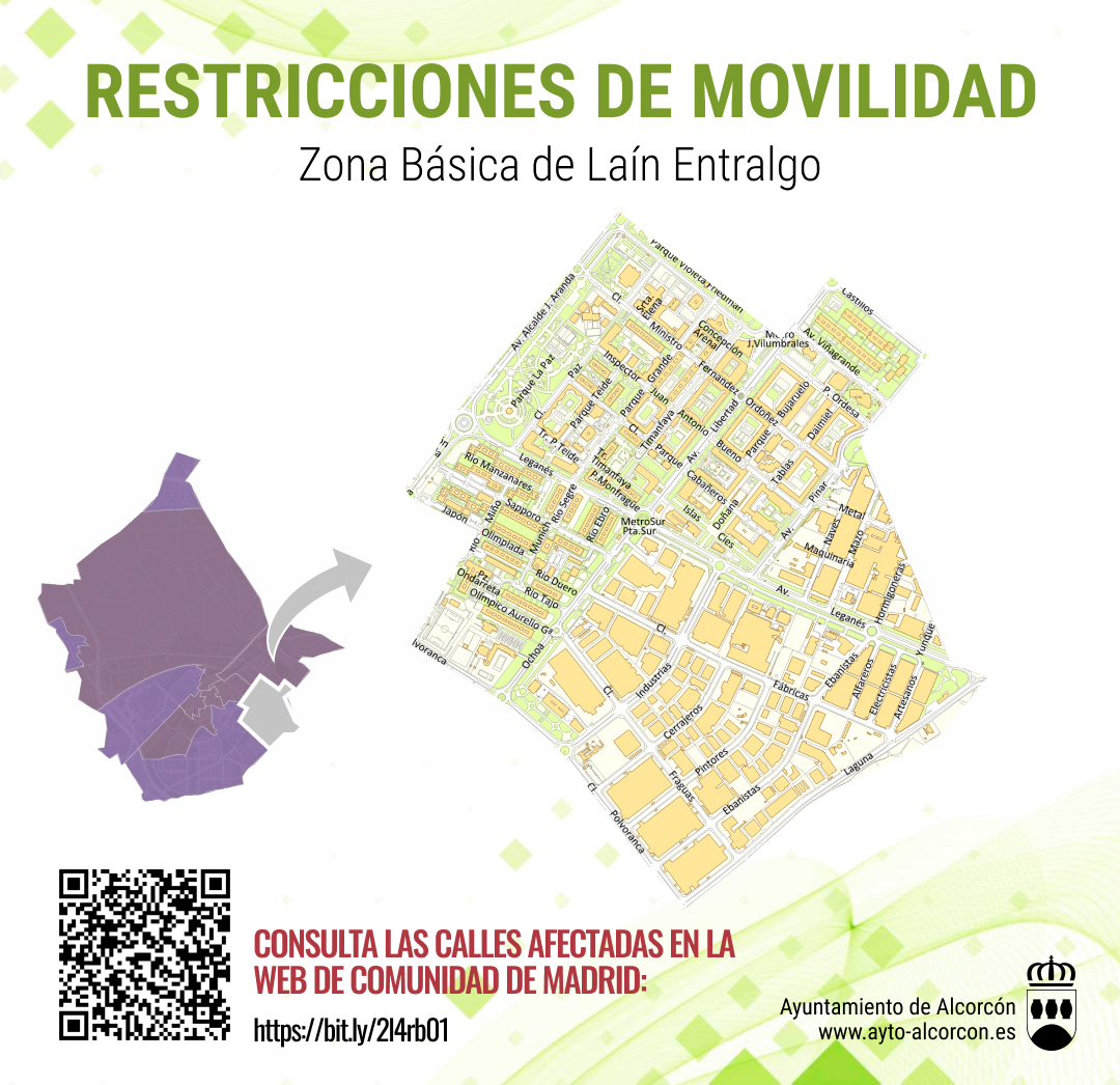 AytoAlcorcon's tweet photo. 🔴🔴 IMPORTANTE: Restricciones de movilidad en #Alcorcón establecidas por la Comunidad de Madrid
👉 Dr. Trueta
👉 La Ribota
👉 Laín Entralgo
👉 Ramón y Cajal

Para más información: https://t.co/jB3n2ex1JE https://t.co/iqs2Enf7kG