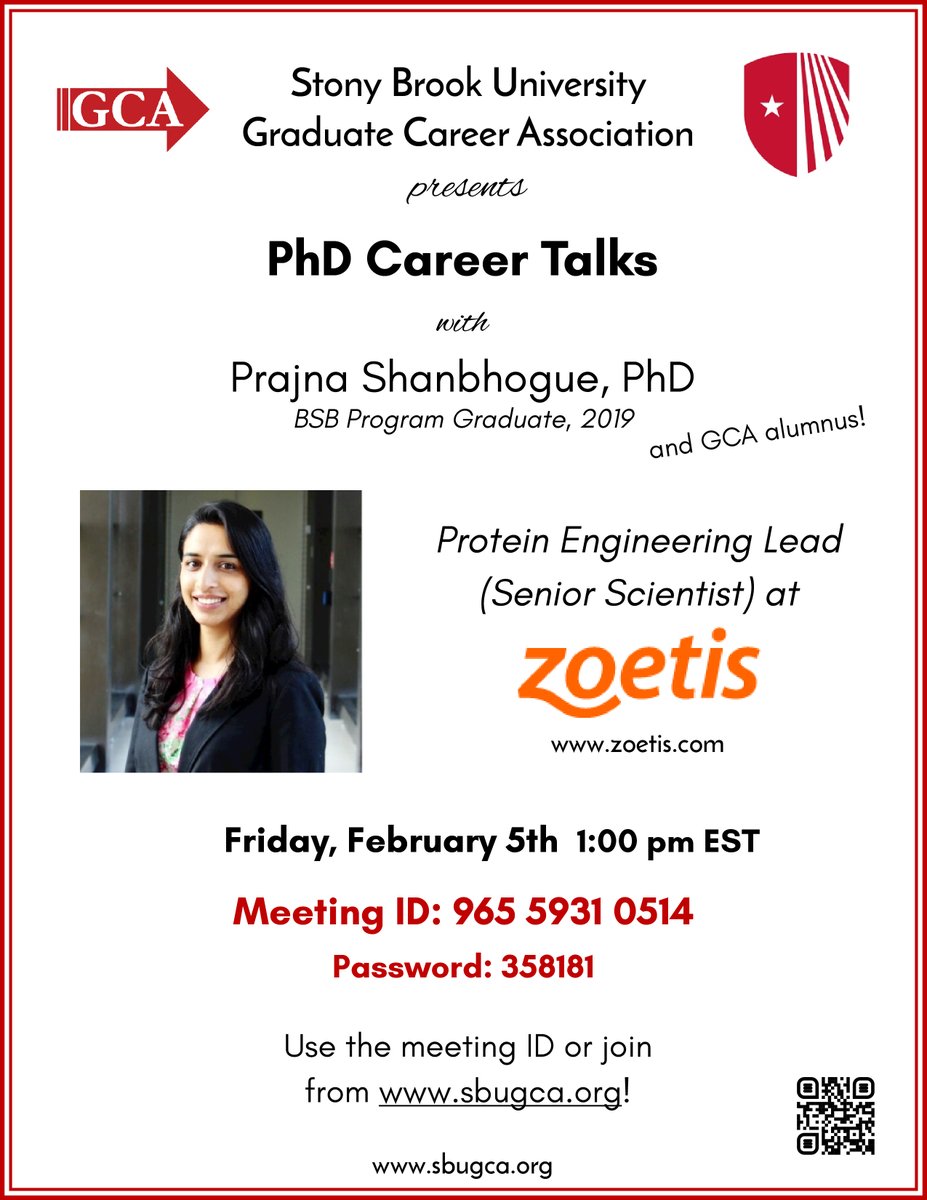 SBU_GCA's tweet image. Here&apos;s GCA&apos;s next event! PhD Career Talk with Dr Prajna Shanbhogue! Save the date!