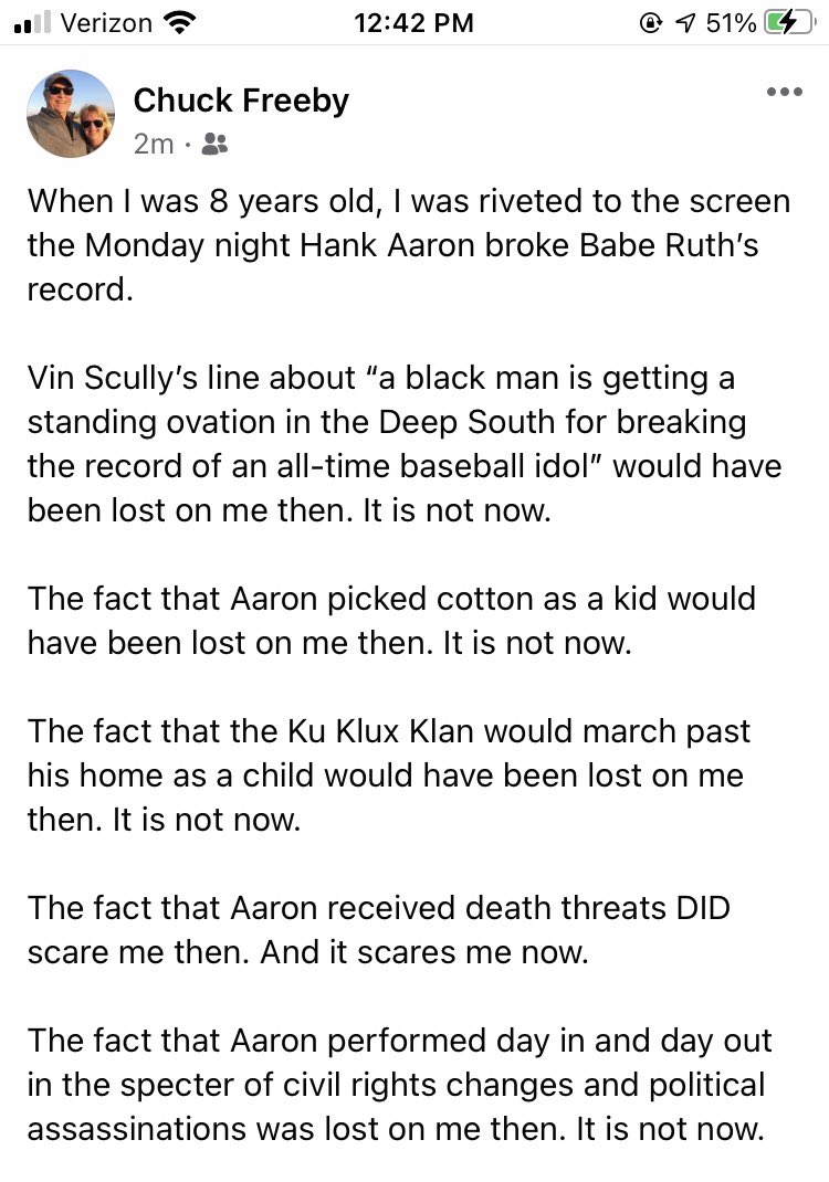 ChuckFreeby's tweet image. I apologize for the length of this but I felt compelled to say something about Hank Aaron