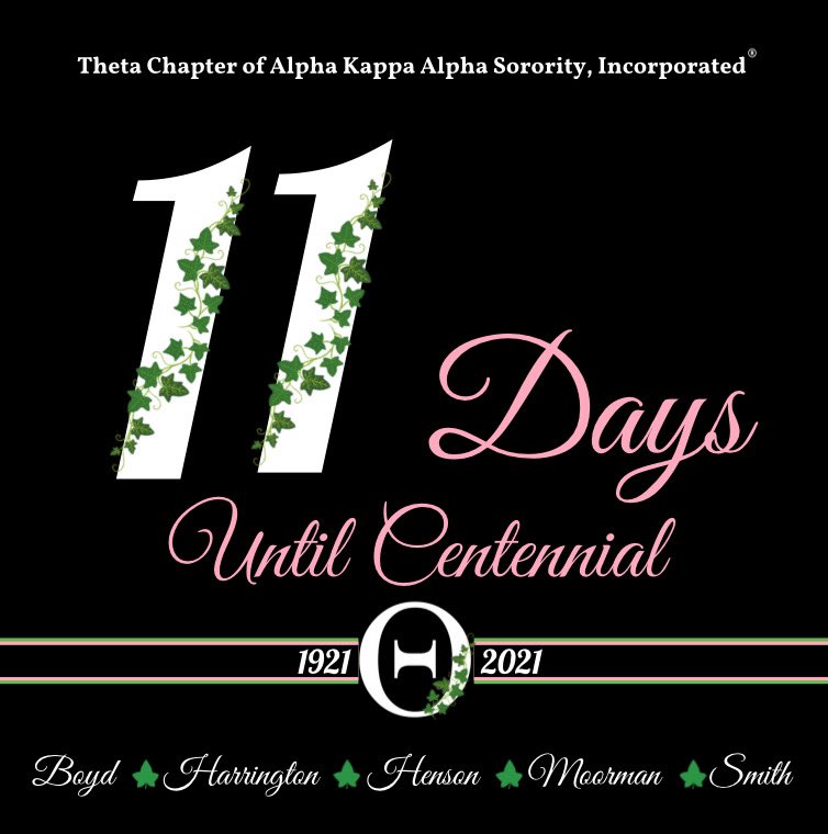 ThetaChapterAKA's tweet photo. Only 11 Days until Theta Chapter’s Centennial and we can’t wait to celebrate with you!! 💗💚 Click the link in our bio to register for our Virtual Centennial Celebration on Saturday, February 6th, 2021! #ThetaCentennialAKA #ThetaAKATurns100 #ThetaNothinGreata https://t.co/Kg43EARIGQ