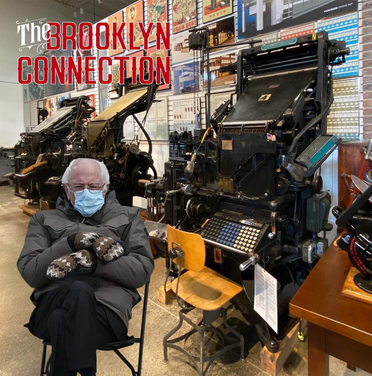 HowardIronWorks's tweet image. The Brooklyn Connection -  Brooklyn-born #Linotype and #Intertype proudly posing with another Brooklyn-born, #BernieSanders.
#printinghistory #printingmuseum #Berniememes