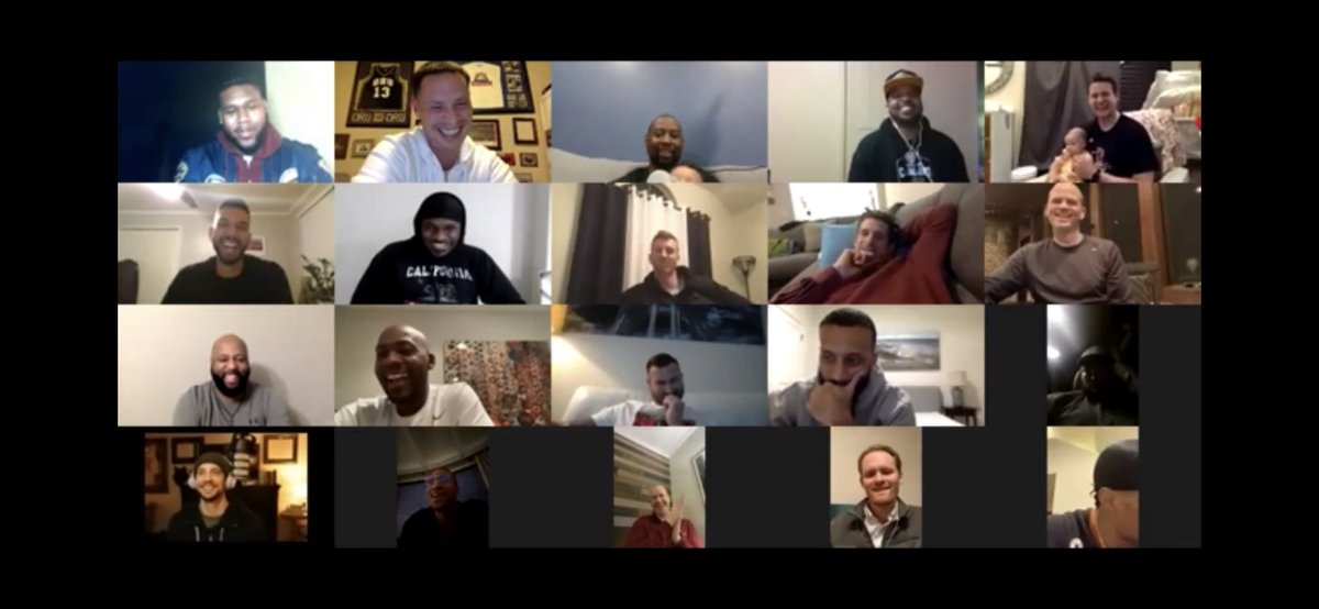 JD_Pollock's tweet photo. IT’S GAME 14 KNUCKLEHEADS:

My teammates and I jumped on 3 1/2 zoom call to laugh, cry and share stories about Coach. It was just what we needed. Laughing w/some guys I saw a few months ago and couple I haven’t seen in 12 years.

“Look em in the eye, because the eyes don’t lie. https://t.co/JhZG1yfEBO
