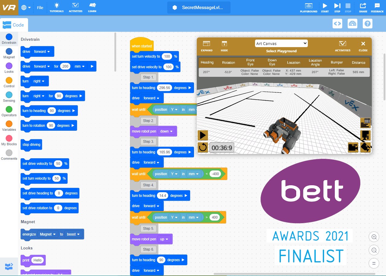 bodsøvelser Dalset aluminium VEX Robotics UK on Twitter: "We are proud that #VEXcodeVR is a finalist in  the @bettshow #bettawards2021 Free Digital Content category! VEXcode VR is  a virtual robotics #coding tool that runs in
