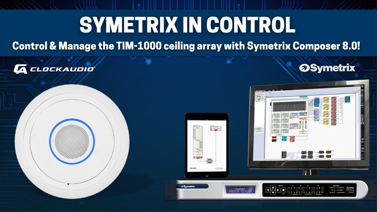 tukansav's tweet photo. Who doesn't want an easier life? Make your #audioinstallations easier to design, install and control with the @ClockAudio TIM-1000 #Dante ceiling microphone and @Symetrix_Inc Composer DSP's!

Want to know more? Click here -https://t.co/YEZNxNyBrP

#avtweeps https://t.co/ON204FlSsg
