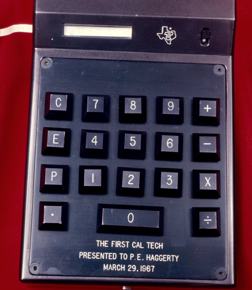 So it was quite a breakthrough in 1967 when Texas Instruments presented the Cal-Tech: a prototype battery powered 'pocket' calculator using four integrated circuits. It even printed your results on a strip of paper.It sparked a wave of interest worldwide.