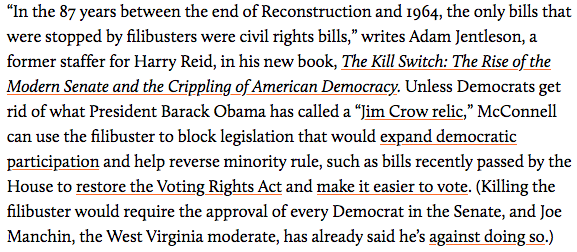 “In the 87 years between the end of Reconstruction and 1964, the only bills that were stopped by filibusters were civil rights bills" writes  @AJentleson Filibuster is Jim Crow remnant that McConnell now wants to use to preserve white GOP minority rule