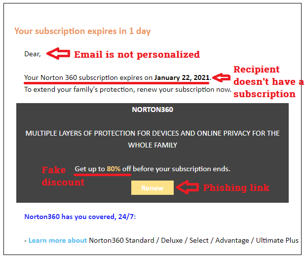 scamadviser's tweet image. ** Norton 360 Subscription scam email **

These emails informing recipients that their Norton 360 subscription is about to expire are sent out in bulk. Never click on links in mails. 

#NortonScam #SubscriptionScam #Phishing @Norton