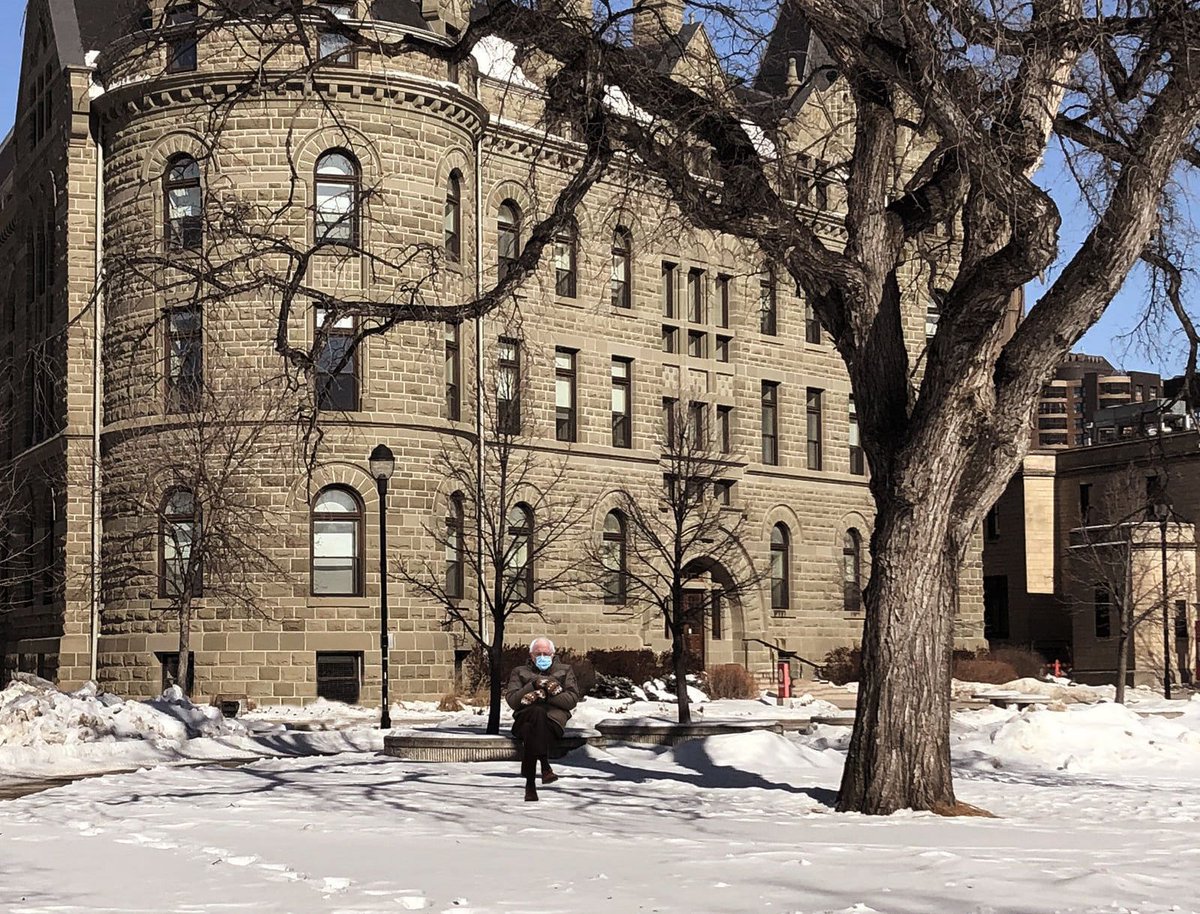uwinnipeg's tweet image. I am, once again, asking for you to retweet this photo of Wesley Hall. #berniesmittens