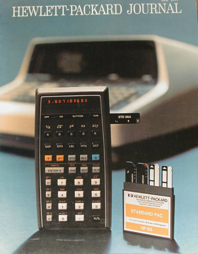 And by 1974 Hewlett Packard had created another first: the HP-65 programmable pocket calculator. Programmes were stored on magnetic cards slotted into the unit. It was even used during the Apollo-Soyuz space mission to make manual course corrections.