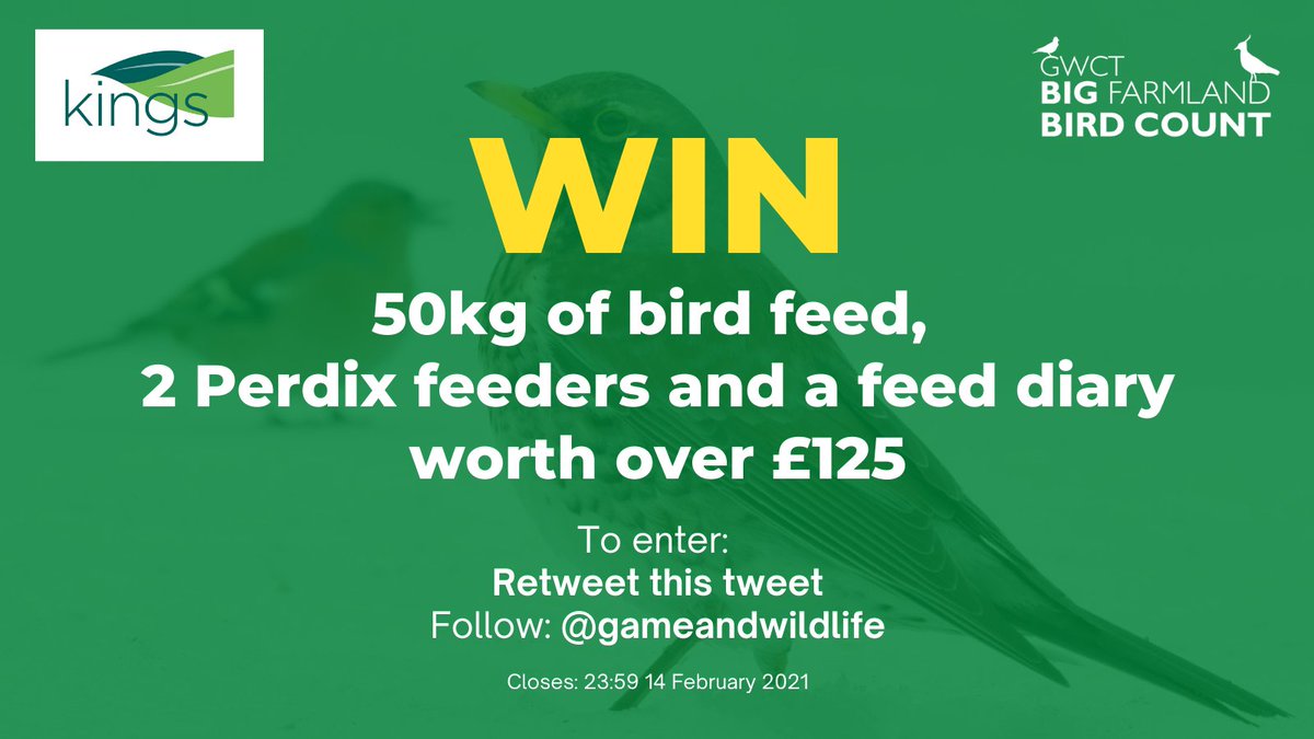 Want a chance to #win a great range of products from <a href="/Kingscrops/">Kings</a>? 
 
RT &amp; Follow @gameandwildlife - Don’t forget to sign up for the Big Farmland Bird Count #bfbc

bfbc.org.uk/take-part/sign… 

Comp closes: 14/02/21