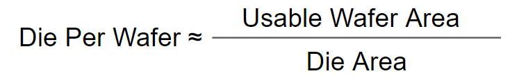 to figure out how much a single die costs, we first have to figure out how many die we can fit on a wafer. for example, with a 300mm wafer and a die area of 1mm2, you can fit about 70,000 die on a single wafer.