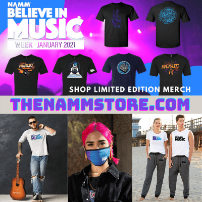 Looking for some swag? Check out The Official NAMM Store! Find masks, shirts, mugs, stickers, and more! Shop here: thenammstore.com #BelieveinMusic