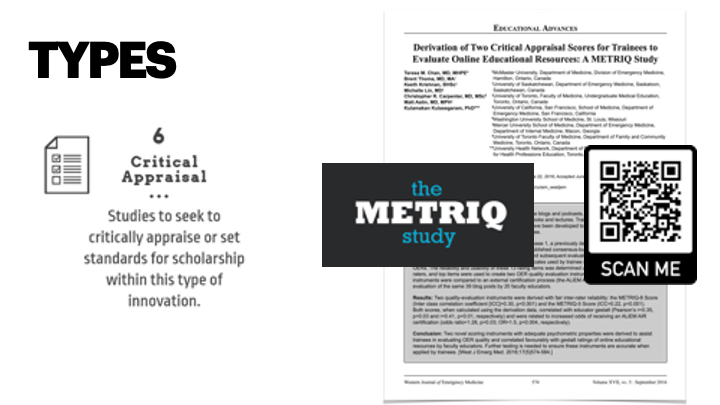 My foray into this area started with some works that I did with the  @METRIQstudy group and the  @ALiEMteam.The original METRIQ score derivation study paper: https://www.ncbi.nlm.nih.gov/pmc/articles/PMC5017842/The ALiEM AIR score validation: https://www.annemergmed.com/article/S0196-0644(16)00122-0/fulltextRead others: http://www.metriqstudy.com/research-agenda&nbsp;