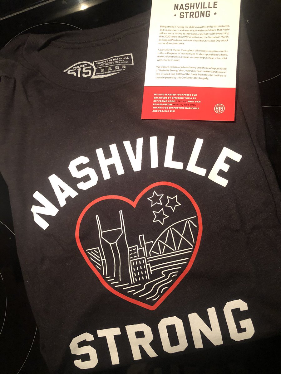 LisaManningVO's tweet photo. SO excited to get my #NashvilleStrong t-shirt in the mailbox today! @project615 donating 100% of the funds from these shirts will go to those impacted by the Christmas Day tragedy…#project615 @955NASHICON 💕👍🏻💪🏻🎶🥰 https://t.co/7b95pJiPmm
