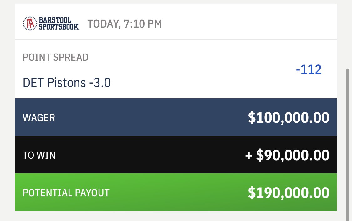 stoolpresidente's tweet photo. In honor of Michigan.   3 bets and 3 bets only tonight.  #BarstoolSportsbook #detroit https://t.co/5053gtYPgi