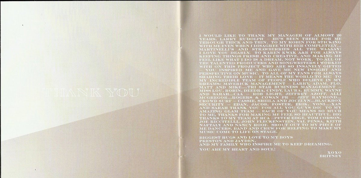 Few more things to add: Cassie and CrowdSurf were included in the thank you with Lou Taylor and the rest of Britney’s team in the Glory booklet.  #FreeBritney