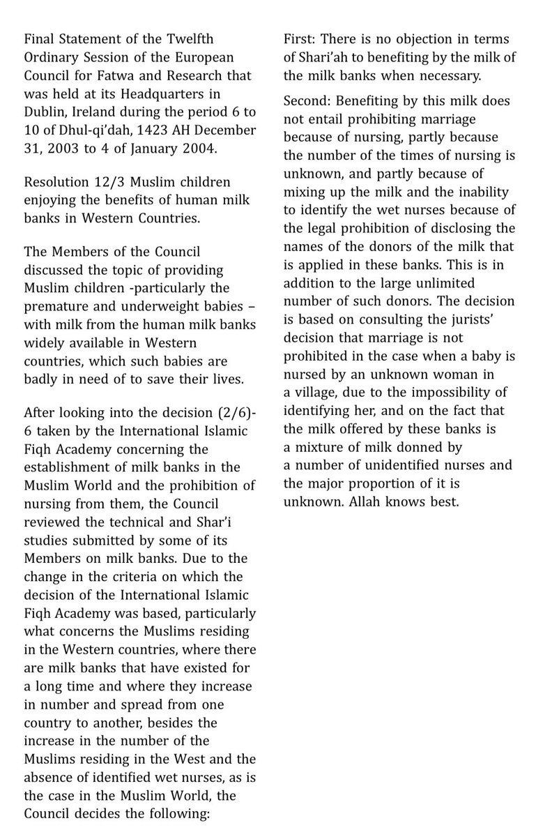 Further, in 2004, the European Council for Fatwa and Research (ECFR) issued the following  #FATWA  but this is not known to many of us & many may not accept this FATWA https://www.e-cfr.org/blog/2017/11/04/twelfth-ordinary-session-european-council-fatwa-research/