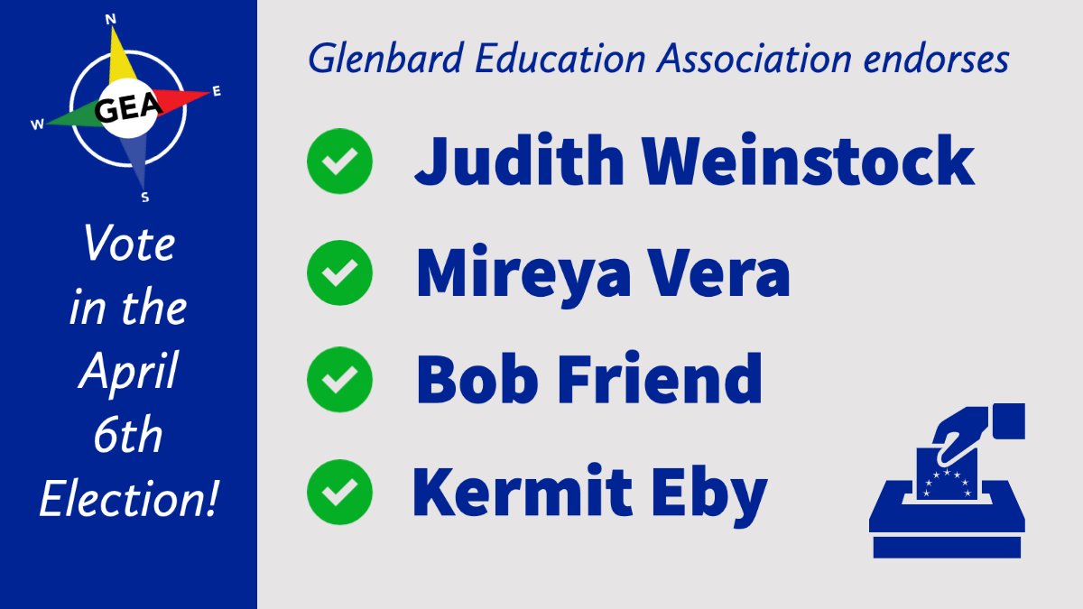 Gea87's tweet image. GEA is proud to endorse Judith Weinstock, Mireya Vera, Bob Friend and Kermit Eby for the April 6, 2021 school board election! Make your plan to vote, and let your friends and family know to support these candidates!