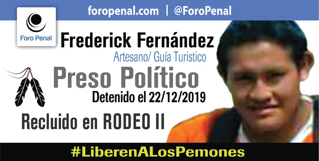 ForoPenal's tweet photo. Frederick Fernández: artesano, guía turístico, etnia pemón, privado de libertad con fines políticos desde el 22/12/2019.-
#LiberenALosPemones https://t.co/eJSlwUeXfy
