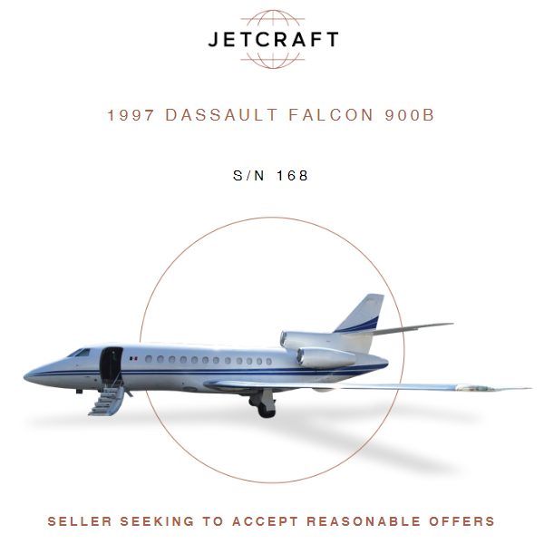 leader_luxury's tweet photo. 1997 #Dassault #Falcon #900B available at @JetcraftCorp 
 
ADS-B Out
TCAS 7.1
More details at: https://t.co/YQeYFOlF1b 
#bizjet #bizav #aircraftforsale #privatejet #privateflying #jetforsale #businessaviation https://t.co/6W4Z0xCbH0